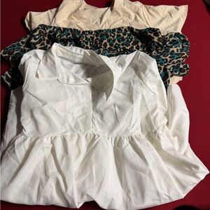 White Blouse and Leopard Print Top Set